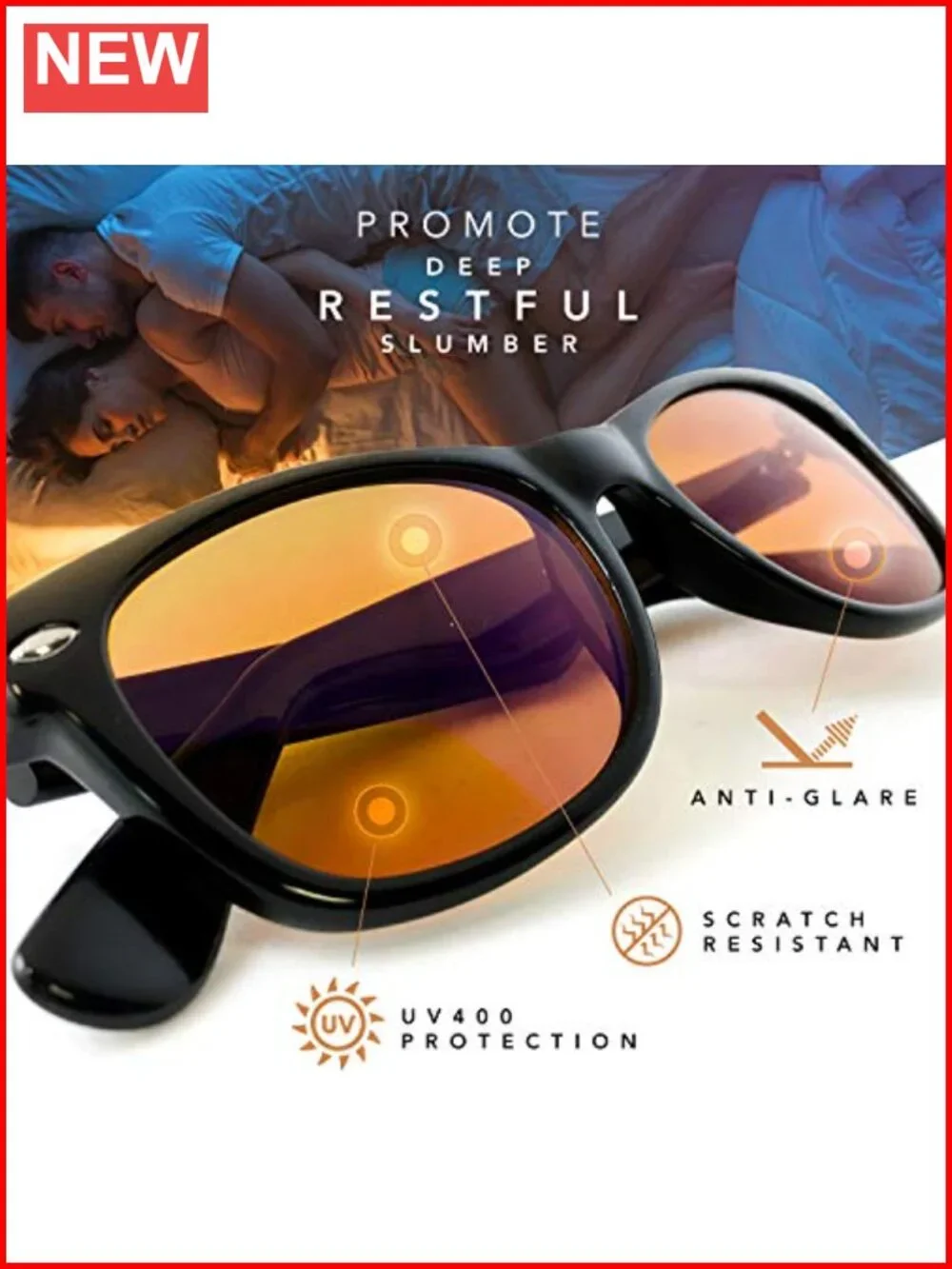 Anti Blue-Light Blocking Glasses UV400 Reduce Eye Strain Improve Sleep